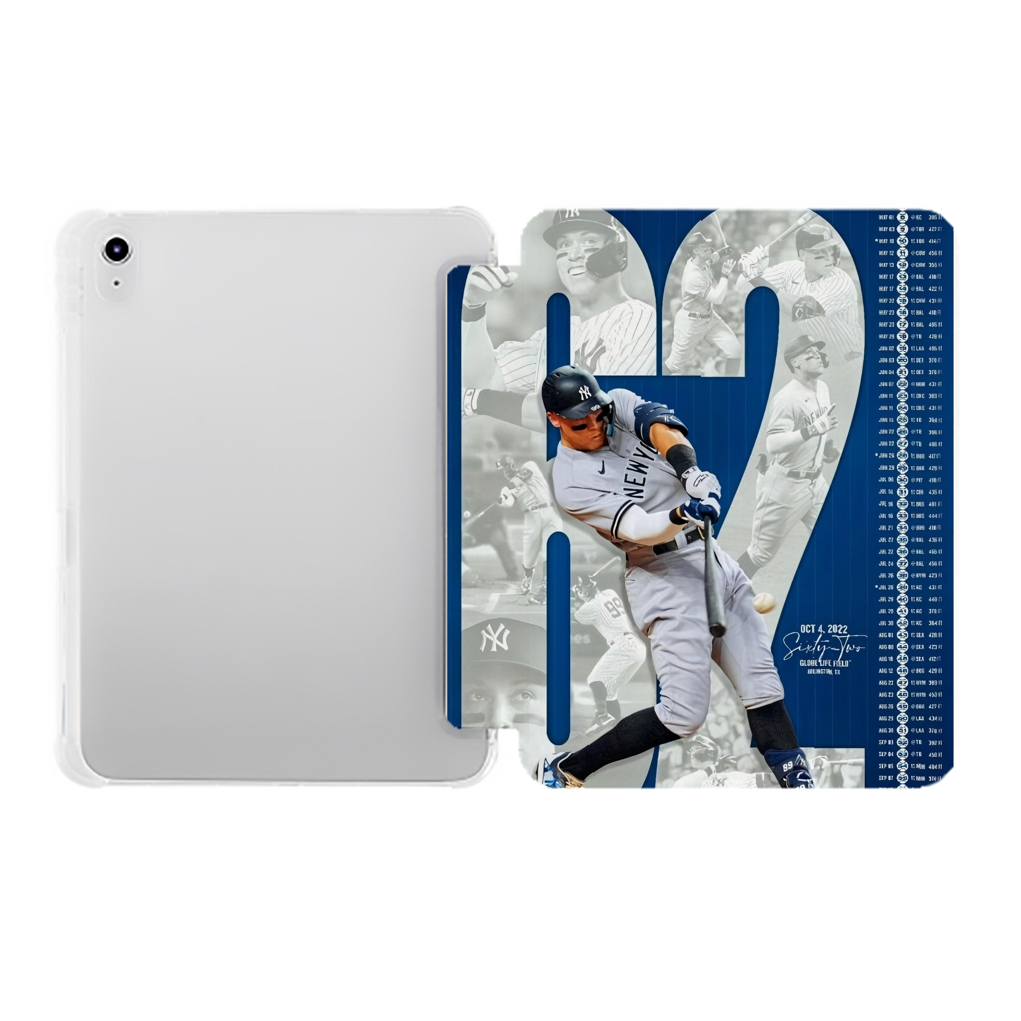 Aaron Judge AL Single Season 62  Home Run Record Premium Tri-Fold PU Leather & Silicone IPad Case With Pencil Slot – Fits 9.5,10.5,10.9 – Adjustable Stand, Slim, Protective